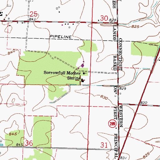 Topographic Map of Sorrowfull Mother Shrine, OH
