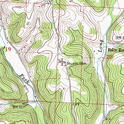 Topographic Map of Souslin Cemetery, OH