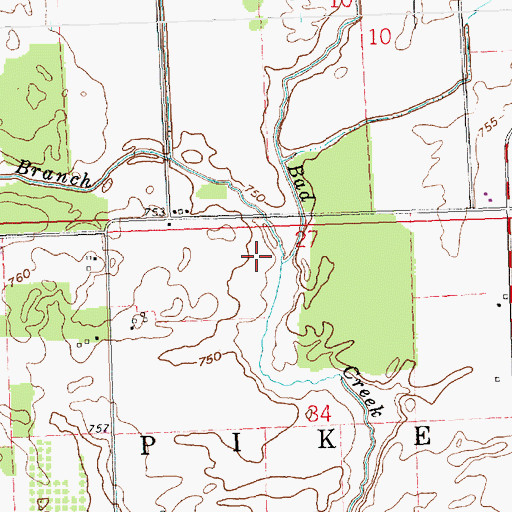 Topographic Map of South Branch Bad Creek, OH