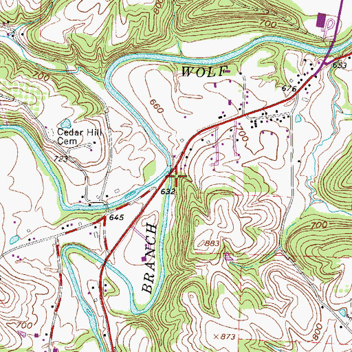 Topographic Map of South Branch Wolf Creek, OH