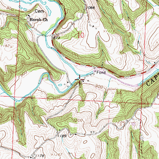 Topographic Map of South Fork Captina Creek, OH
