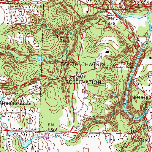 Topographic Map of South Chagrin Reservation, OH