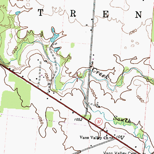 Topographic Map of South Fork Rattlesnake Creek, OH