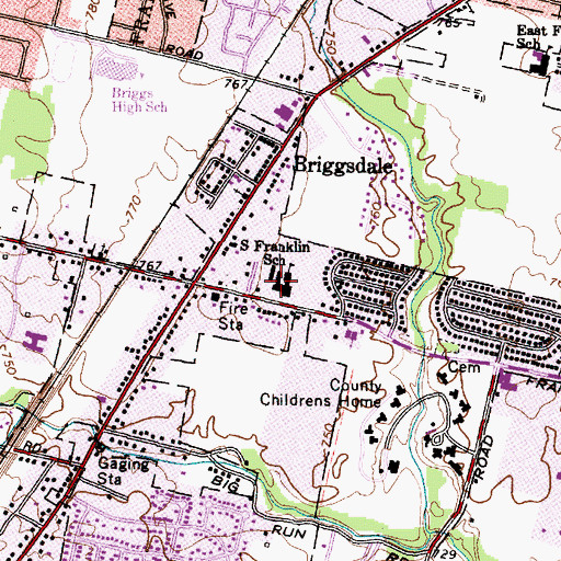 Topographic Map of South Franklin School, OH