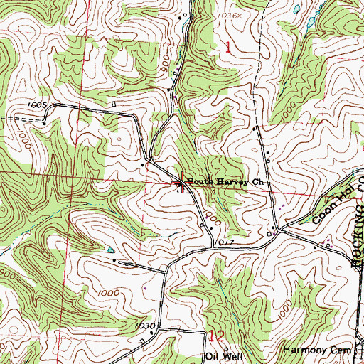 Topographic Map of South Harvey Church, OH