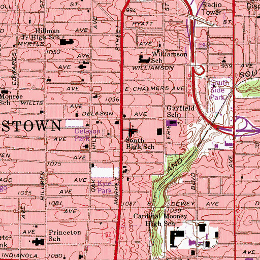 Topographic Map of South High School, OH