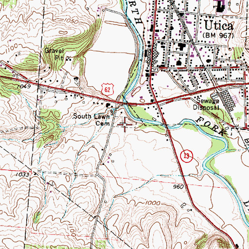 Topographic Map of South Lawn Cemetery, OH