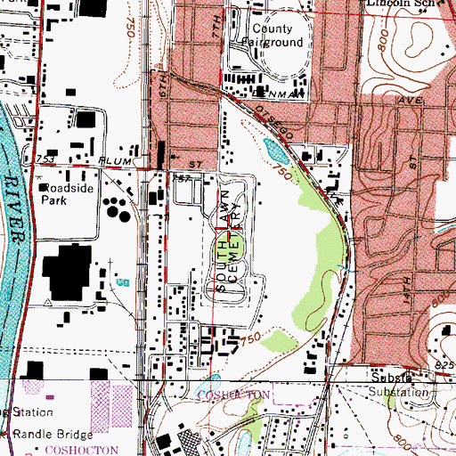 Topographic Map of South Lawn Cemetery, OH