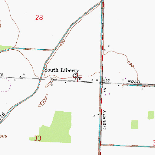 Topographic Map of South Liberty Church, OH