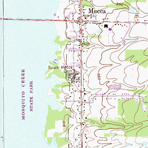 Topographic Map of South Mecca Cemetery, OH