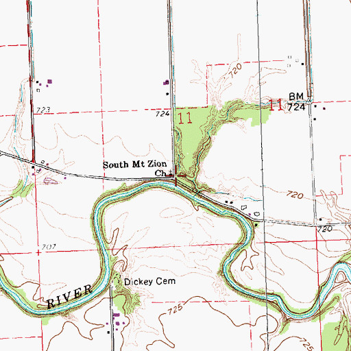 Topographic Map of South Mount Zion Church, OH