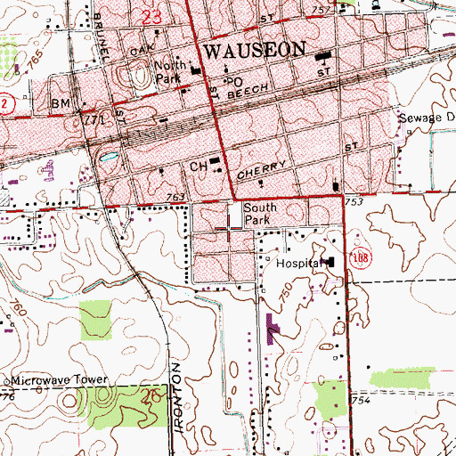 Topographic Map of South Park, OH