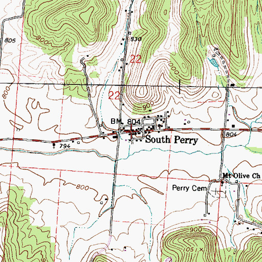 Topographic Map of South Perry, OH