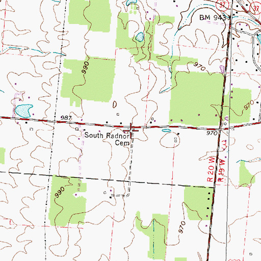 Topographic Map of South Radnor Cemetery, OH