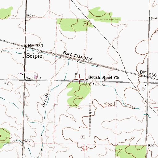 Topographic Map of South Reed Church, OH