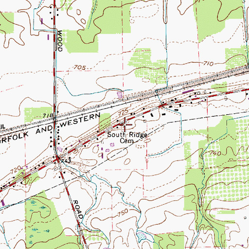 Topographic Map of South Ridge Cemetery, OH