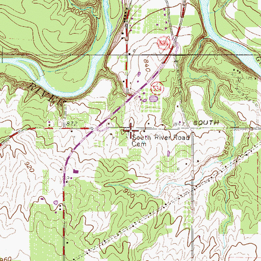 Topographic Map of South River Road Cemetery, OH