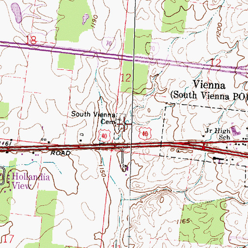 Topographic Map of South Vienna Cemetery, OH