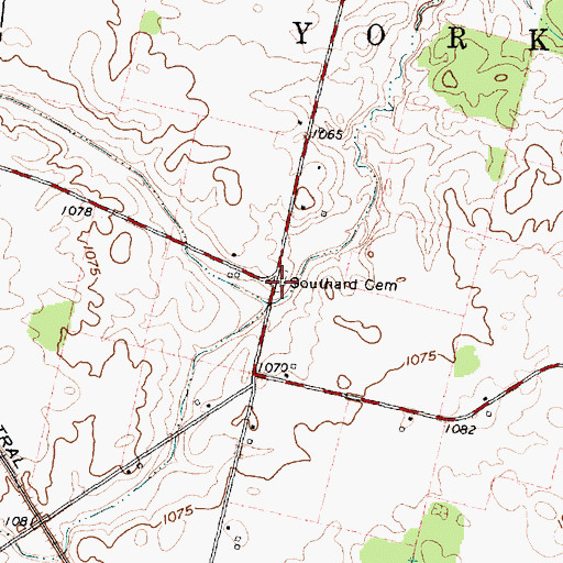 Topographic Map of Southard Cemetery, OH