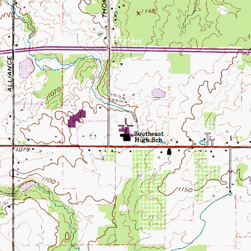Topographic Map of Southeast High School, OH