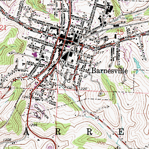 Topographic Map of Southern Cemetery, OH