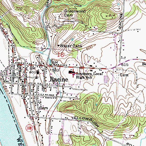 Topographic Map of Southern Local High School, OH