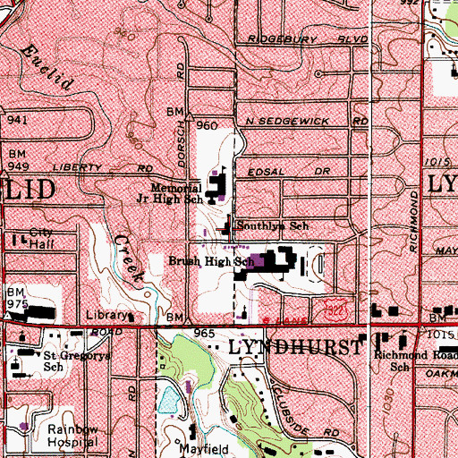 Topographic Map of Southlyn School, OH