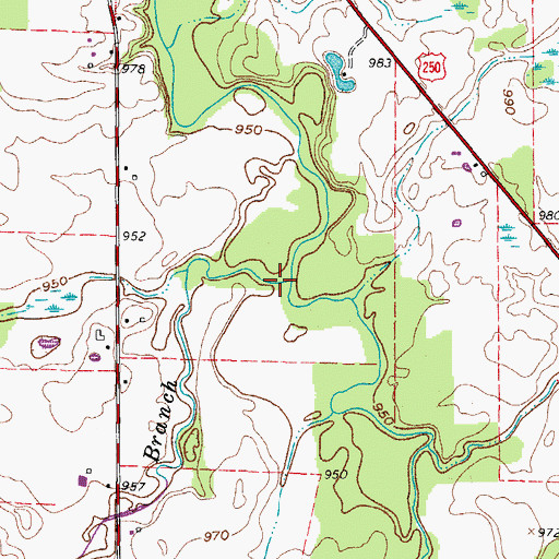 Topographic Map of Southwest Branch Vermilion River, OH