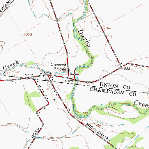 Topographic Map of Spain Creek, OH