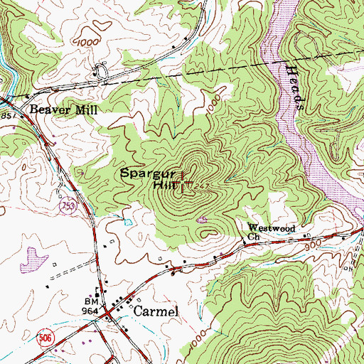 Topographic Map of Spargur Hill, OH