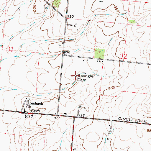 Topographic Map of Spengler Cemetery, OH