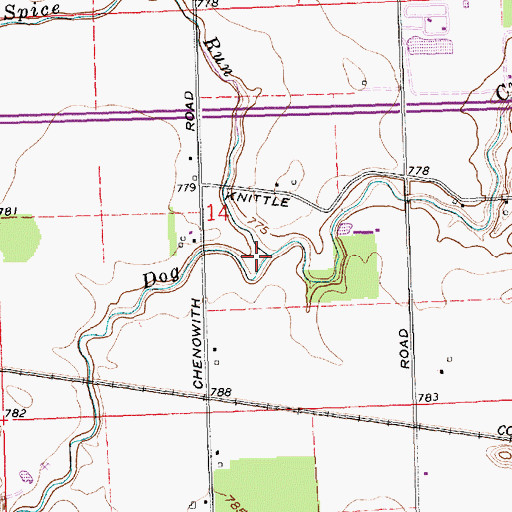 Topographic Map of Spice Run, OH