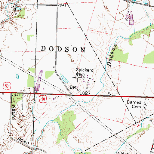 Topographic Map of Spickard Cemetery, OH