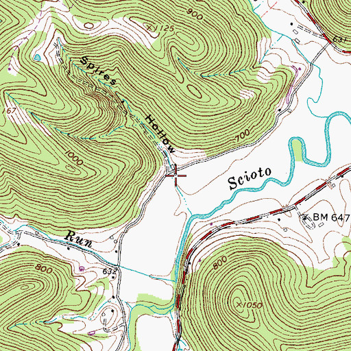Topographic Map of Spires Hollow, OH