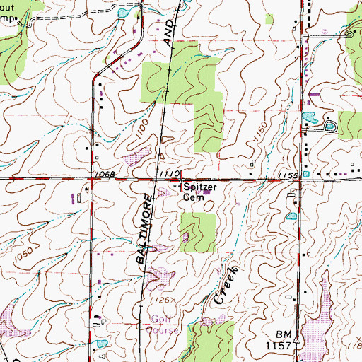 Topographic Map of Spitzer Cemetery, OH