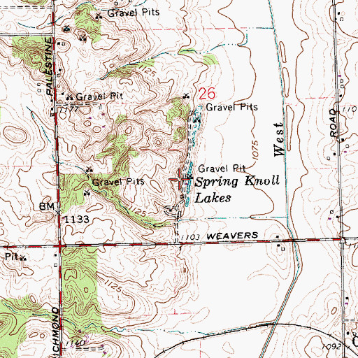 Topographic Map of Spring Knoll Lakes, OH