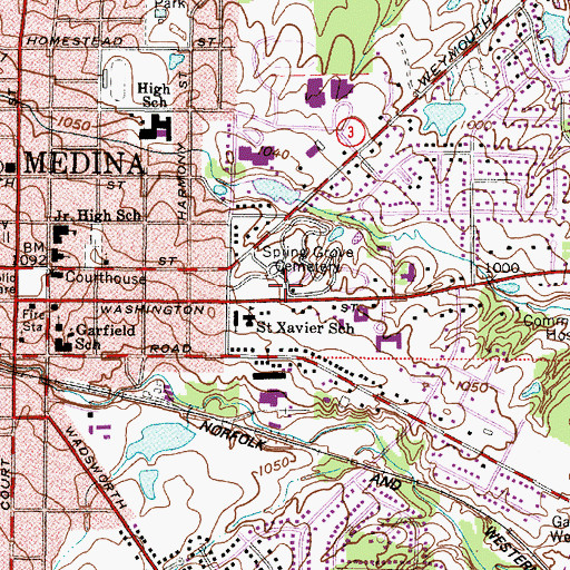 Topographic Map of Spring Grove Cemetery, OH