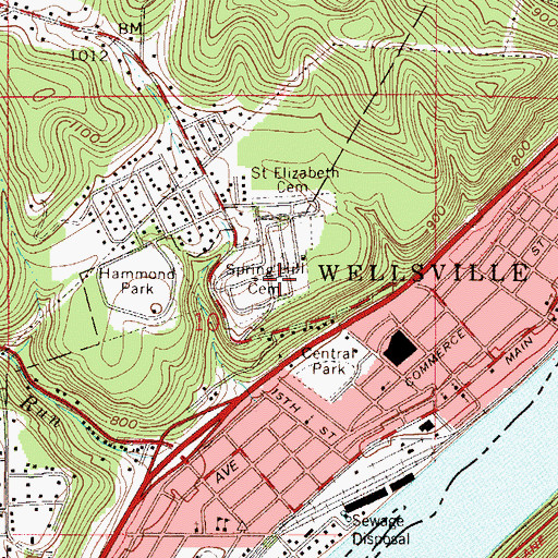 Topographic Map of Spring Hill Cemetery, OH