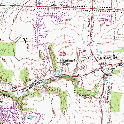 Topographic Map of Spring Hill Cemetery, OH