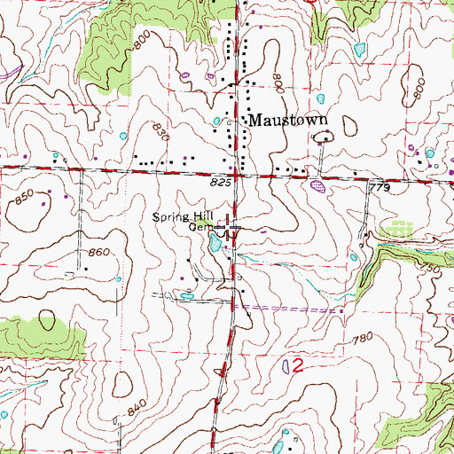 Topographic Map of Spring Hill Cemetery, OH