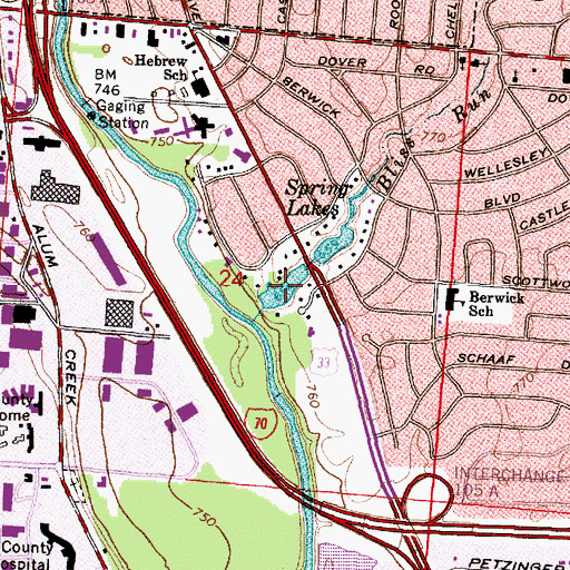 Topographic Map of Spring Lakes, OH