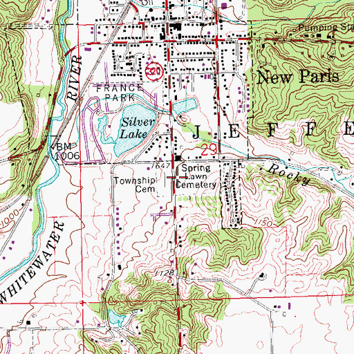 Topographic Map of Spring Lawn Cemetery, OH
