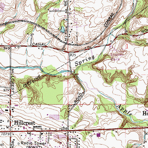Topographic Map of Spring Run, OH