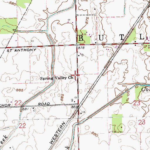Topographic Map of Spring Valley Church, OH