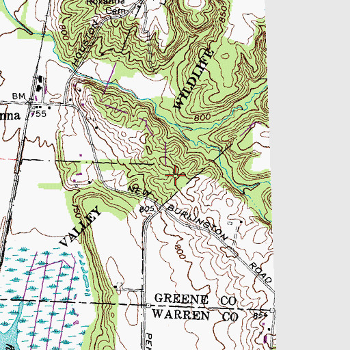 Topographic Map of Spring Valley Wildlife Area, OH