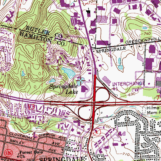 Topographic Map of Springdale Lake, OH