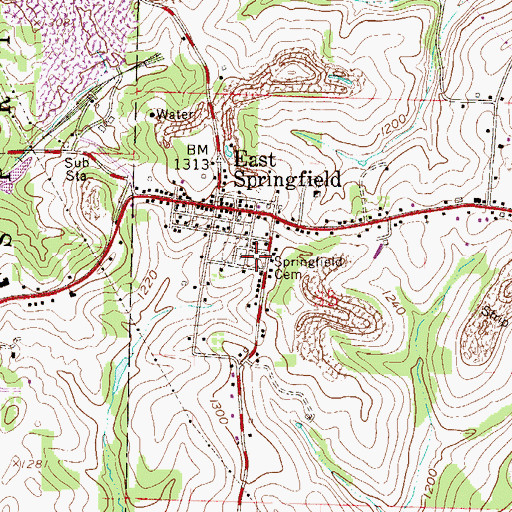 Topographic Map of Springfield Cemetery, OH