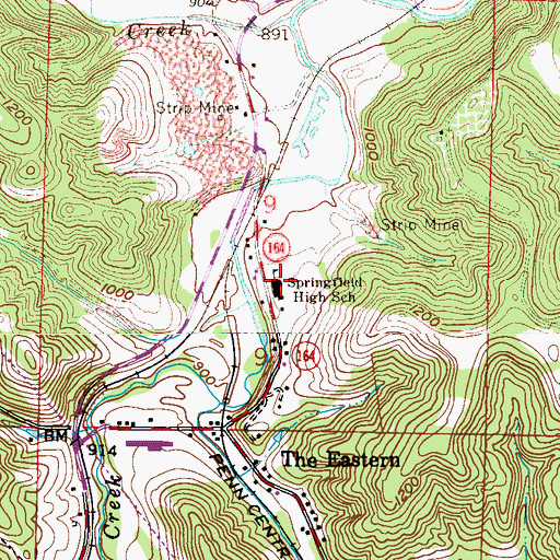 Topographic Map of Springfield High School, OH