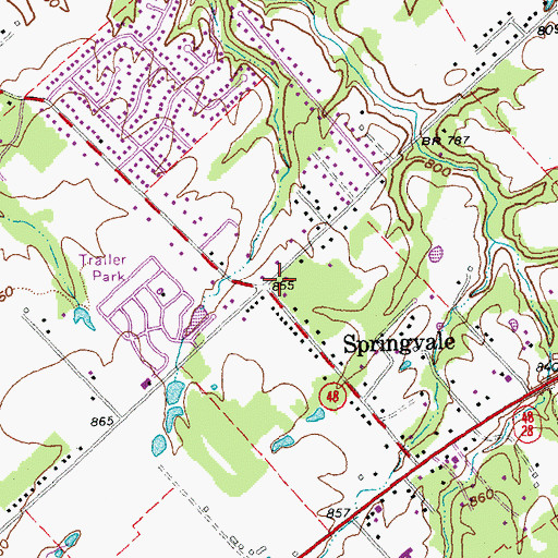 Topographic Map of Springvale, OH