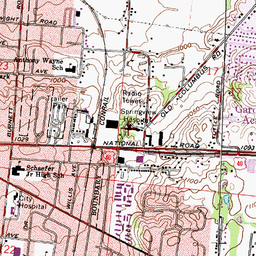 Topographic Map of Springview Hospital, OH